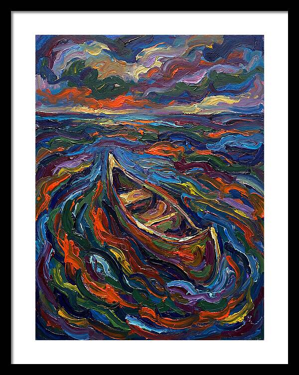 Canoe Amidst Vibrant Waves