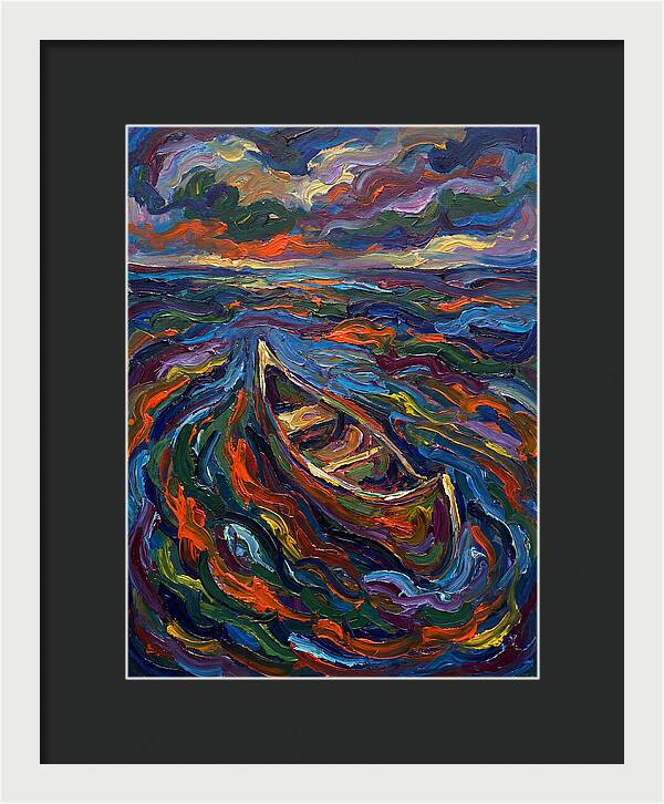 Canoe Amidst Vibrant Waves