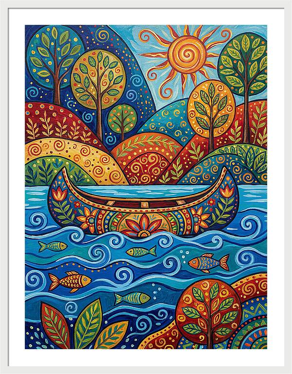 Canoe Among Vibrant Nature