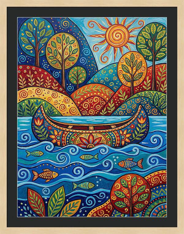 Canoe Among Vibrant Nature