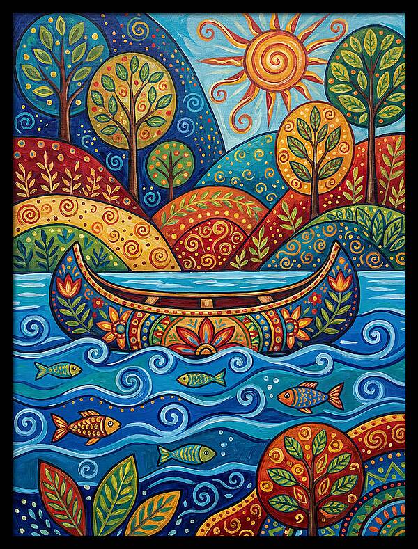 Canoe Among Vibrant Nature