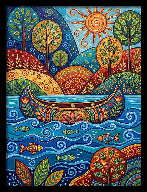 Canoe Among Vibrant Nature