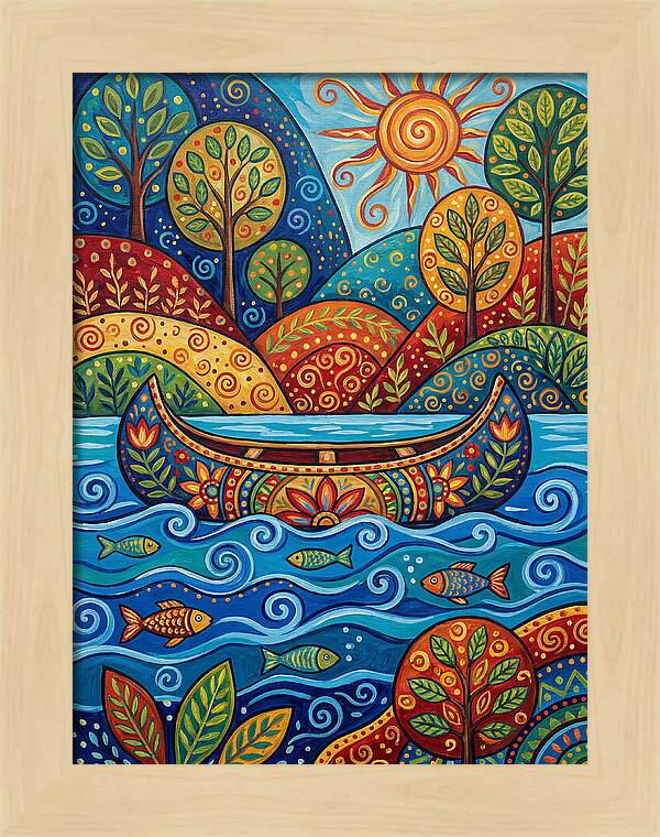 Canoe Among Vibrant Nature