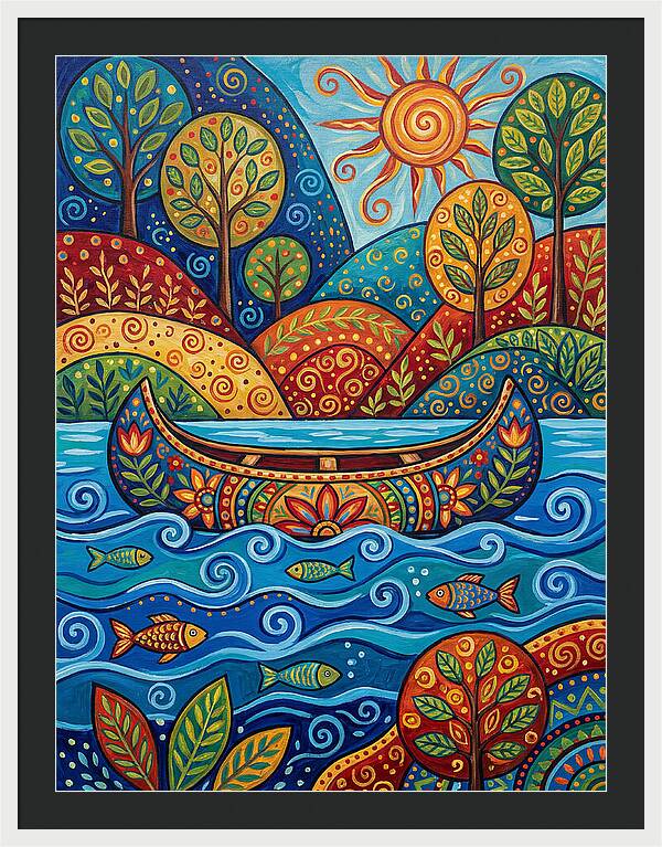Canoe Among Vibrant Nature