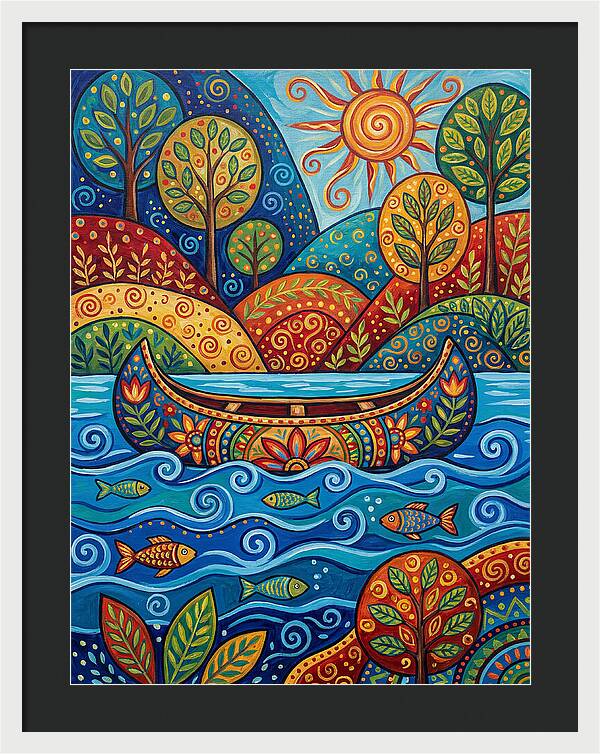 Canoe Among Vibrant Nature