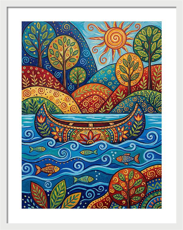 Canoe Among Vibrant Nature