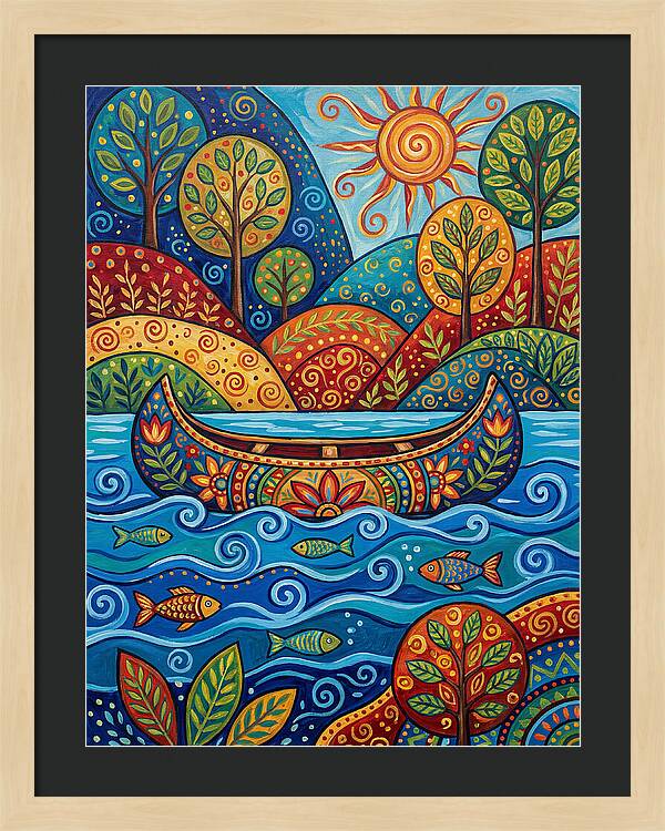 Canoe Among Vibrant Nature
