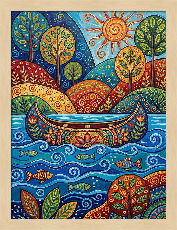 Canoe Among Vibrant Nature