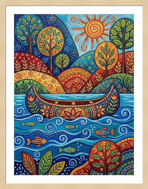 Canoe Among Vibrant Nature