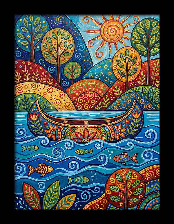 Canoe Among Vibrant Nature