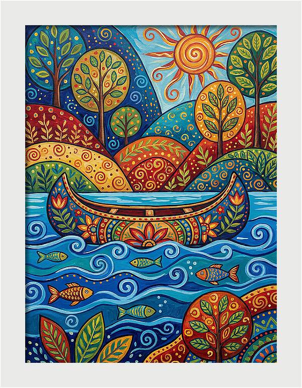 Canoe Among Vibrant Nature