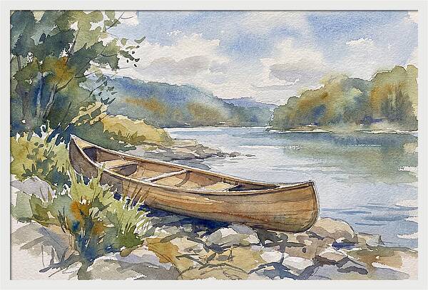 Canoe By The Waters Edge