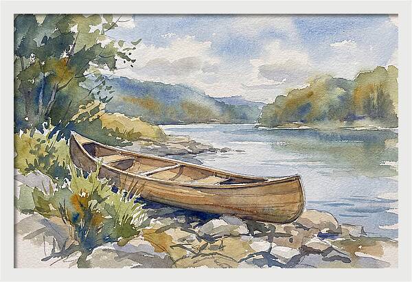 Canoe By The Waters Edge