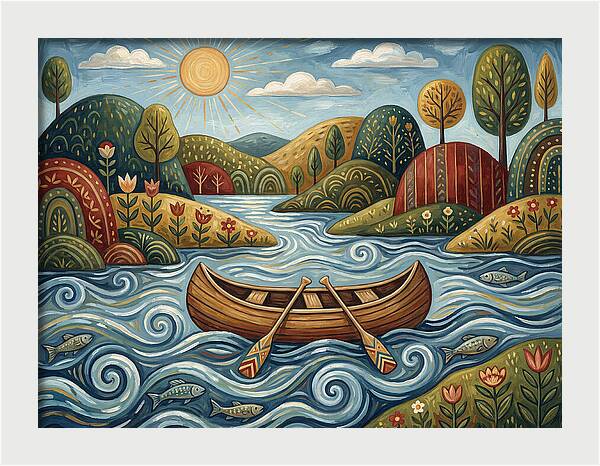 Canoe On A Serene River