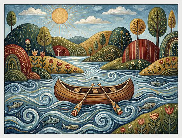 Canoe On A Serene River