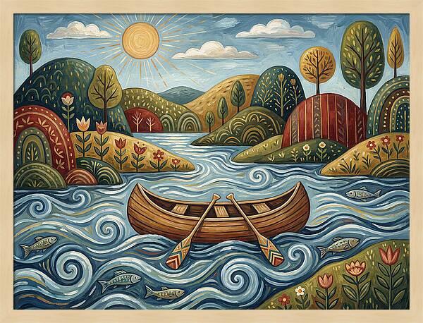 Canoe On A Serene River