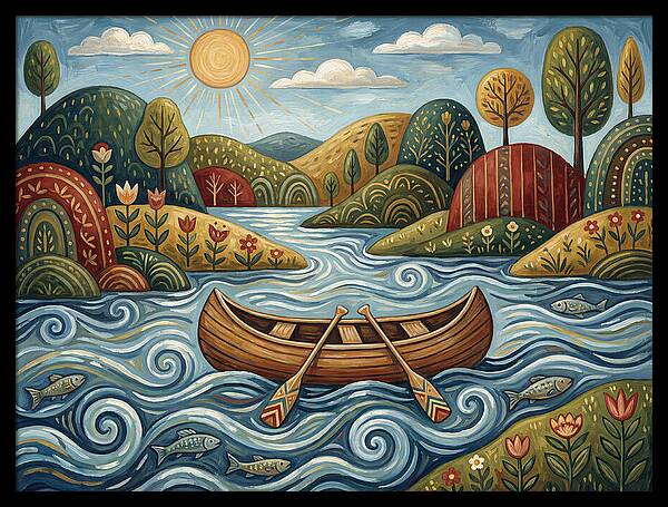 Canoe On A Serene River