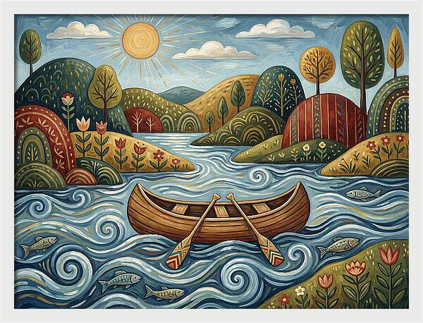 Canoe On A Serene River