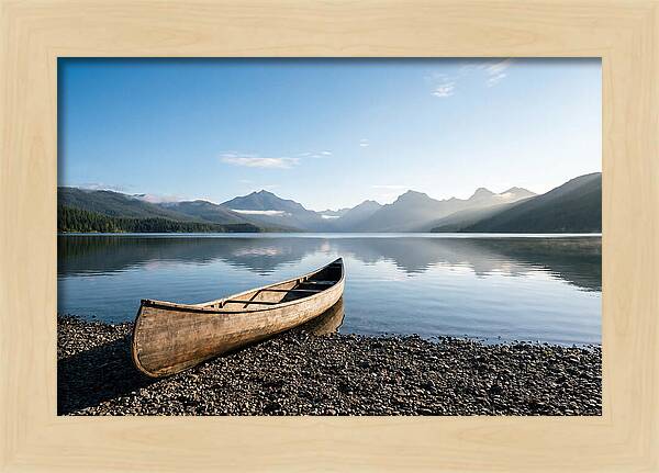 Canoe Resting On Serene Shore