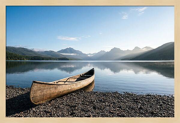 Canoe Resting On Serene Shore