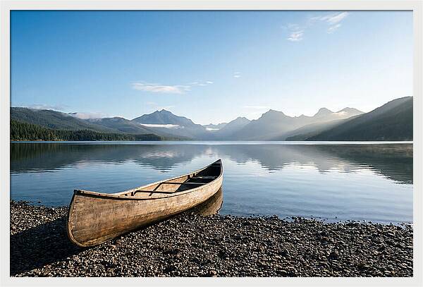 Canoe Resting On Serene Shore
