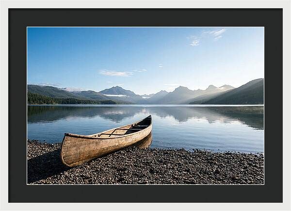 Canoe Resting On Serene Shore