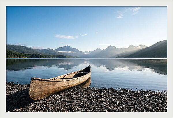 Canoe Resting On Serene Shore