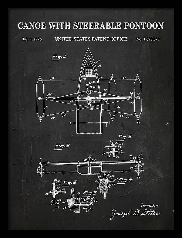 Canoe Steerable Pontoon Chalkboard Patent Us1678023a