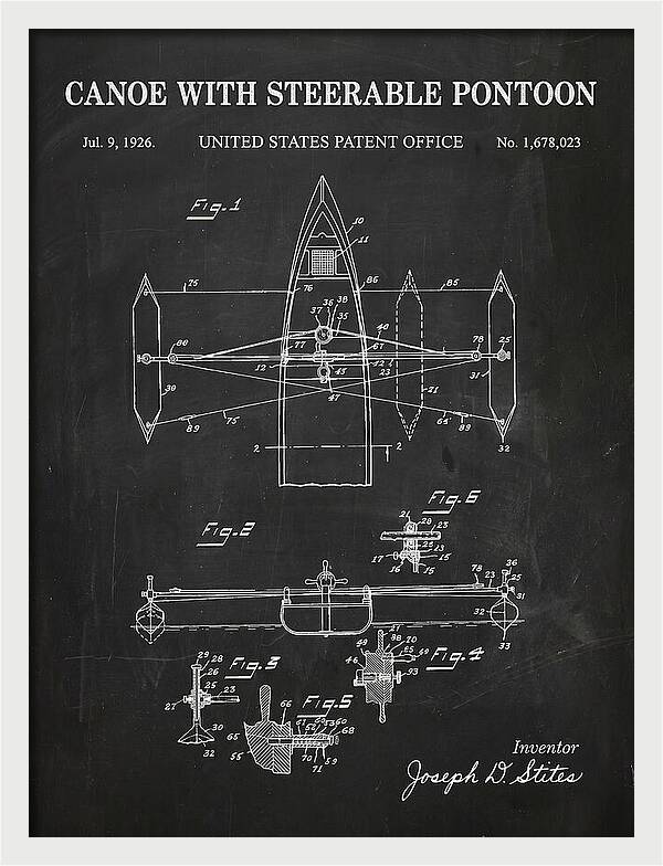 Canoe Steerable Pontoon Chalkboard Patent Us1678023a