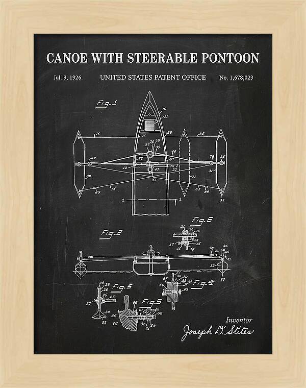 Canoe Steerable Pontoon Chalkboard Patent Us1678023a