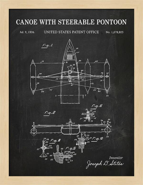 Canoe Steerable Pontoon Chalkboard Patent Us1678023a