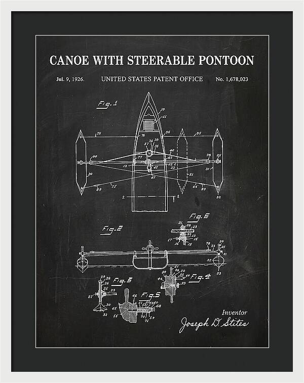 Canoe Steerable Pontoon Chalkboard Patent Us1678023a