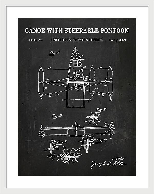 Canoe Steerable Pontoon Chalkboard Patent Us1678023a