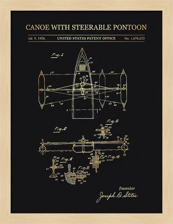 Canoe Steerable Pontoon Gold Patent Us1678023a