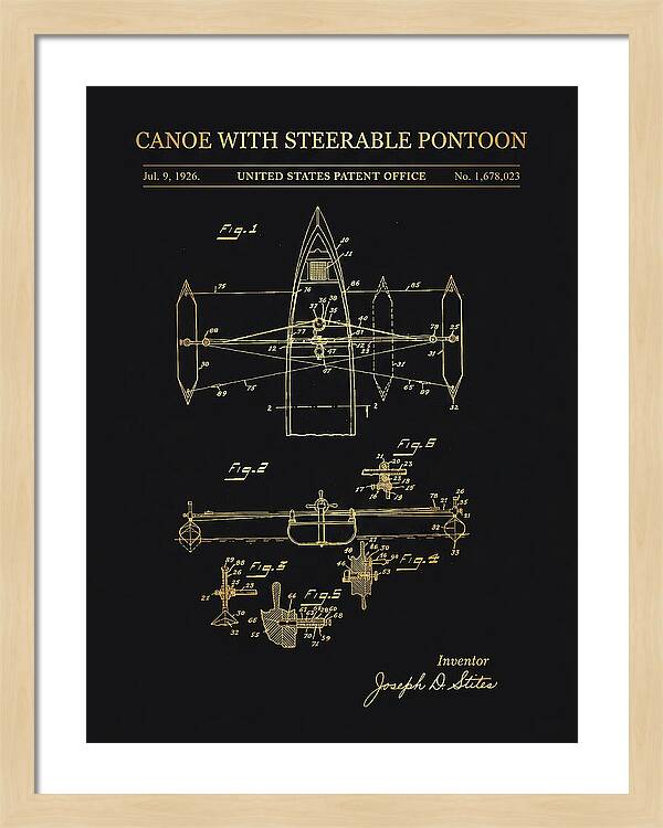 Canoe Steerable Pontoon Gold Patent Us1678023a