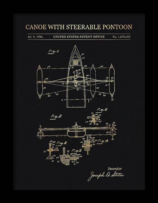 Canoe Steerable Pontoon Gold Patent Us1678023a