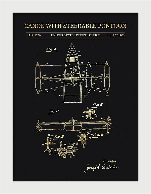 Canoe Steerable Pontoon Gold Patent Us1678023a