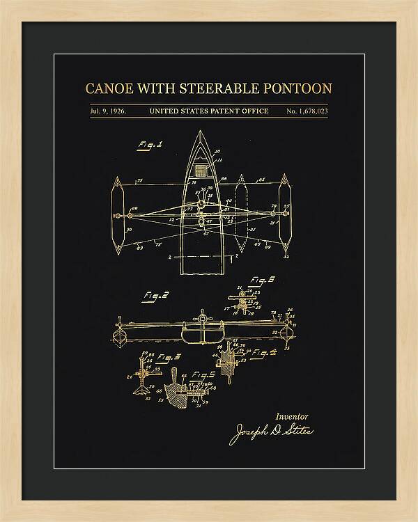 Canoe Steerable Pontoon Gold Patent Us1678023a