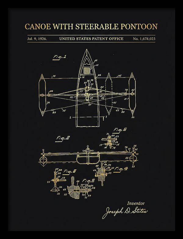 Canoe Steerable Pontoon Gold Patent Us1678023a