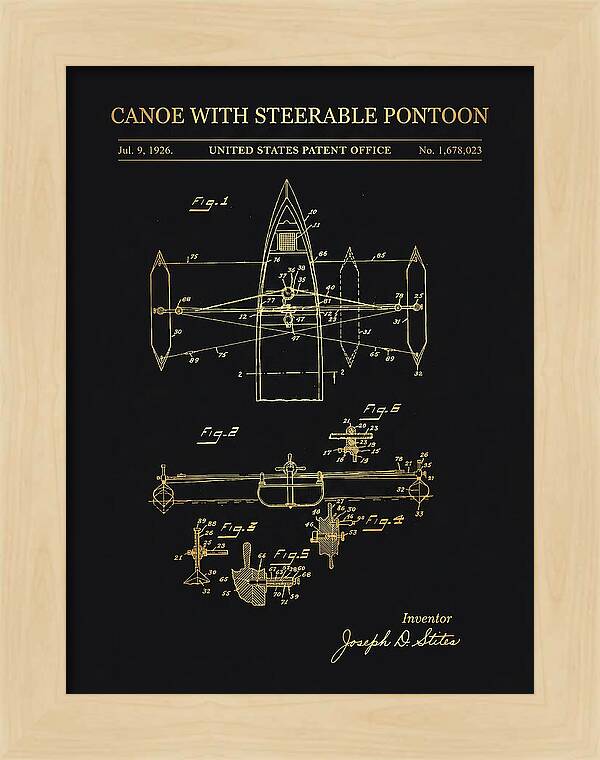 Canoe Steerable Pontoon Gold Patent Us1678023a