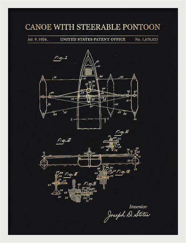 Canoe Steerable Pontoon Gold Patent Us1678023a