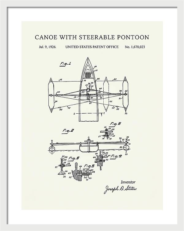 Canoe Steerable Pontoon Minimalist Patent Us1678023a