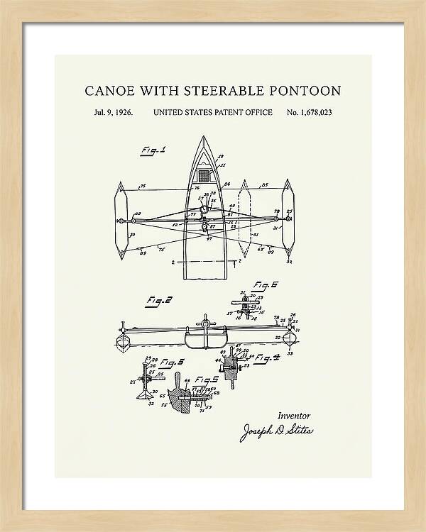 Canoe Steerable Pontoon Minimalist Patent Us1678023a