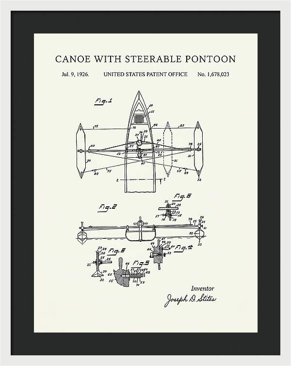 Canoe Steerable Pontoon Minimalist Patent Us1678023a