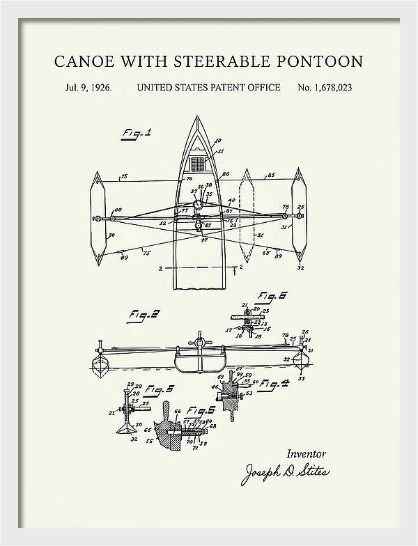 Canoe Steerable Pontoon Minimalist Patent Us1678023a