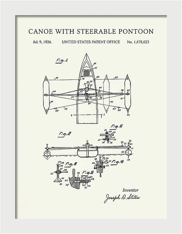 Canoe Steerable Pontoon Minimalist Patent Us1678023a
