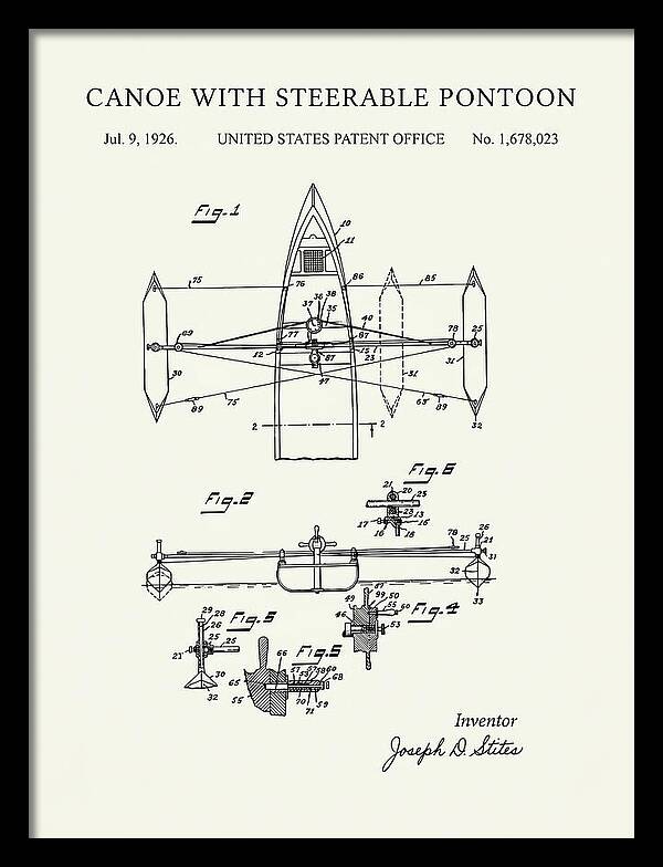 Canoe Steerable Pontoon Minimalist Patent Us1678023a