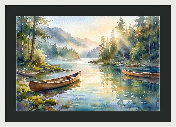 Canoes On Serene Waters