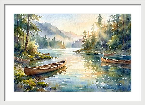 Canoes On Serene Waters