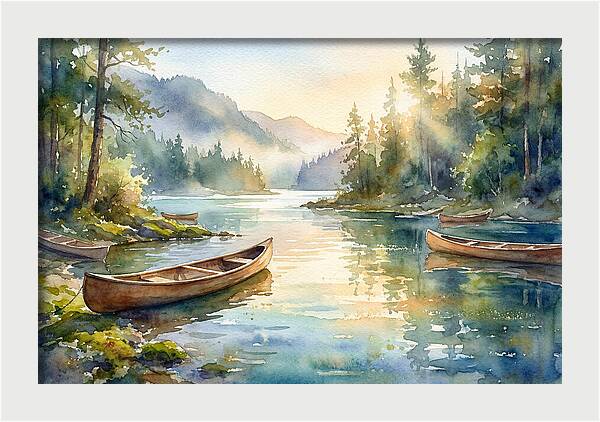 Canoes On Serene Waters